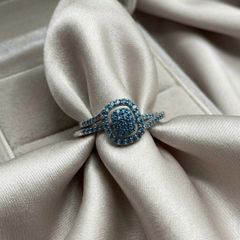 Diamond Stunning Blue Diamond Halo Ring Set (0.33 Ct)