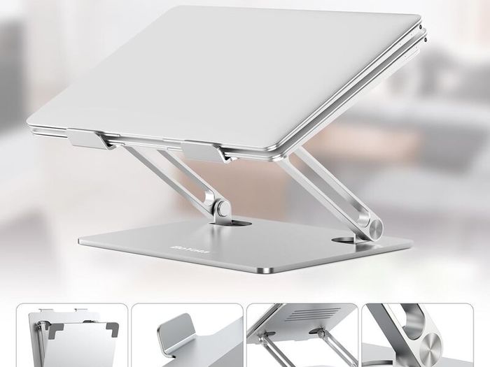 Laptop Stand, Multi-Angle Laptop Riser with Heat-Vent, Adjustable Notebook Stand Compatible for Laptop (11-15 inches) including MacBook Pro/Air, Lenovo, Samsung-Silve