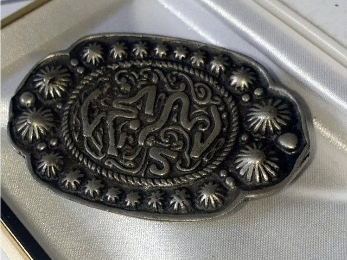 Pristine Vintage Ornate Silver Belt Buckle