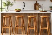 Set of 4 Solid Acacia Wood Bar Stools