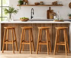Set of 4 Solid Acacia Wood Bar Stools