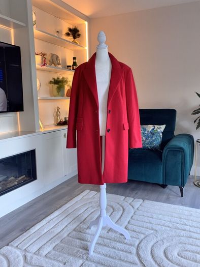 Ladies Red Single-Breasted Overcoat from Primark