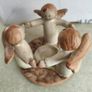 Angels Friendship Circle Ceramic Candle Tea Light Holder Wings White 3 Angels Image 6