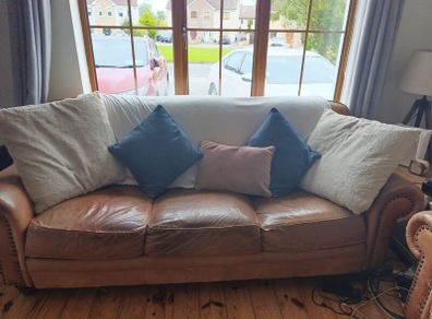 Aniline Leather 3-Seater Sofa & Matching Armchair