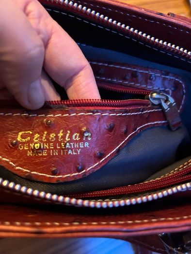 Oxblood Ostrich Leather Bag