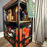 Industrial Drinks Trolley / Bar Cabinet with Removable Serving Tray & LED Lights Image 2
