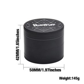 HoneyPuff Black D2 50MM 4 Layer Herb Grinder 2 for 30