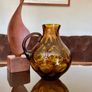 MCM Amber Teardrop Bubble Pattern Glass Water Jug 1960s Image 2