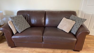 Brown Leather 3 piece suite