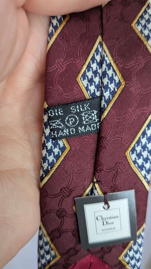Christian Dior Monsieur Tie Burgundy Silk Geometric Handmade Designer