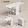 Folding Dining Table for 4 People with Shelf, Wood, 160x60x75 cm, White Image 2