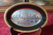 Chonkin Art Style Perth Australia Gold And Black Lustre 7.25 Inch Long Decorative Ceramic Oval Trinket Dish