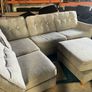 Grey corner sofa with matching footstool Image 2