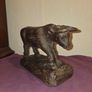 Vintage Carved Wooden Bull Statue Image 2