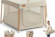 Baby Playpen All Stars Joy Award Winning Foldable  Large, Portable Play Pen for Babies &amp; Toddlers, Breathable Mesh &amp; Fitted Mat, Easy to Set Up, Includes Travel Bag  Taupe (6 to 36 Months)