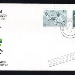1974 Ireland Centenary of Irish Rugby Football Union Commemorative Stamps Irish Times Addressed First Day Cover (FDC)