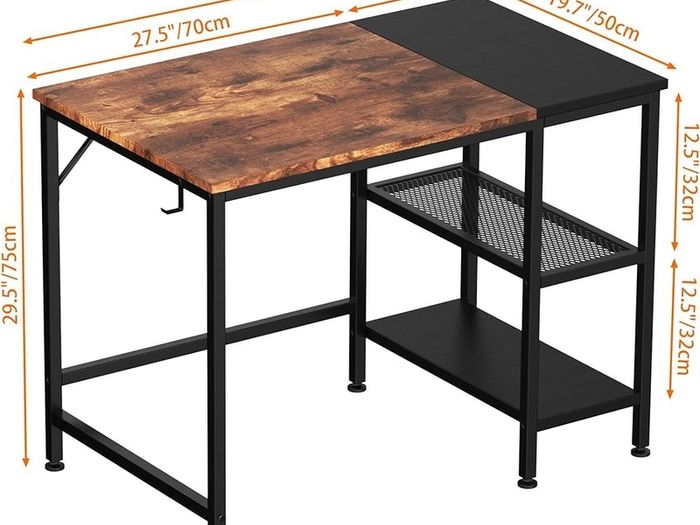 Computer Desk With Bookshelf PC Study Writing Desk ,Working with Storage Shelves, Desks & Workstations for Home Office Bedroom, 100x50x75cm