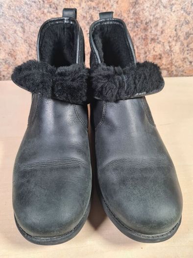 Womens Ugg Lavelle Ankle Boots Black Leather  Wool Lined Size Uk 5 Eu 38