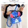 New Disney Plush Backpack Ins Japanese Blue Stitch Funny Cartoon Large-Capacity Student Backpack Kindergarten Bag Child Gift Image 2