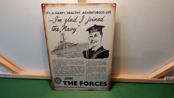 Irish navy recruitment poster tin metal sign