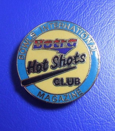 BOTRA HOT SHOTS CLUB (Bowls International Magazine) - membership enamel badge (1990's)