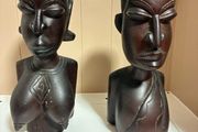 Pair of African carved wooden busts