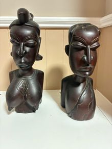 Pair of carved wooden busts