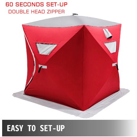 Ice Fishing Shelter Portable Pop-Up Waterproof and Windproof Tent Easily Set-Up for Outdoors Winter Fishing Camping Hiking
