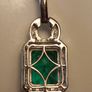 Beautiful Emeraldine & Zircon Pendant in Rhodium Plated Sterling Silver Image 6