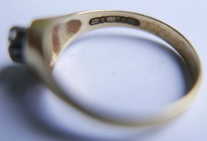 Vintage 14K White Yellow Gold  Diamond Wedding Engagement  Ring size P1/2 - 3,6g