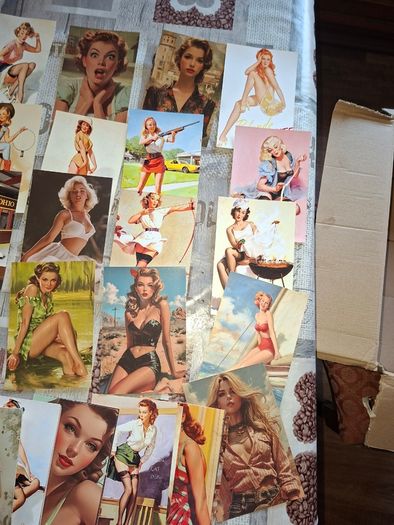 Vintage 100 Postcard Size features Vintage Pin-Up Illustrating Women Posing, Postage Available or Collection is always welcome