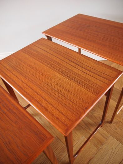 Danish Mid Century Modern Teak Nest Of Tables / B.C. Mobler, Vejle, Denmark, Vintage 1960s