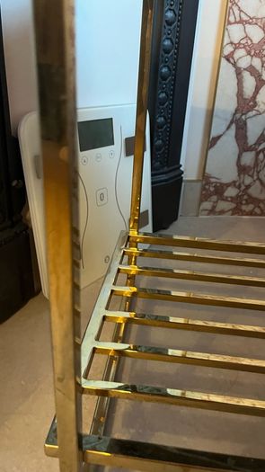 Gold Metal Side Table / Console Table Cracked Top