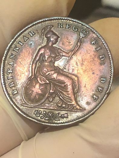 1846 Penny Victoria SCARCE DATE Nice Grade