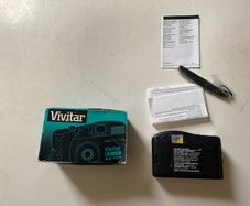 film camera This is a boxed Vivitar EZ Motor Big View 35mm point-and-shoot film camera complete with original accessories.