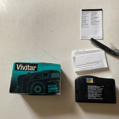 film camera This is a boxed Vivitar EZ Motor Big View 35mm point-and-shoot film camera complete with original accessories.