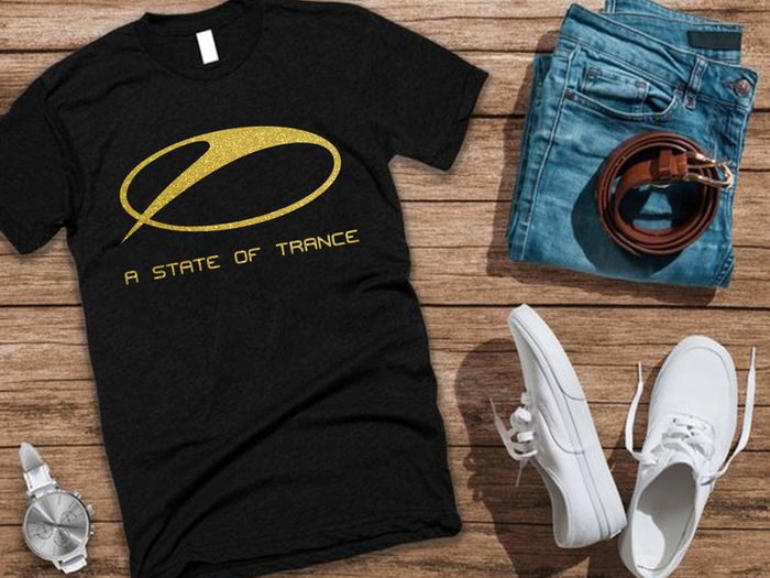 Armin Van buuren t-shirt ASOT t-shirt gold glittered t-shirt ASOT logo t-shirt