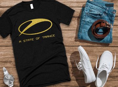 Armin Van buuren t-shirt ASOT t-shirt gold glittered t-shirt ASOT logo t-shirt