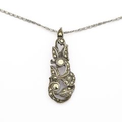 Vintage 925 Sterling Silver & Marcasite Necklace
