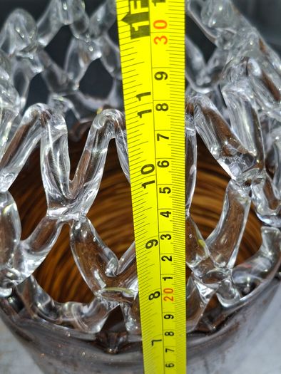 NewBridge Lattice Web Art Glass Vases, Price is for 1 only,  featuring a distinctive woven pattern and a contrasting dark base in Good Condition no chips or cracks Postage Available