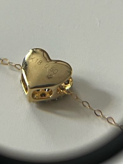 18k Solid Gold 0.7g & 0.50ct Natural Diamond Heart Pendant Necklace - ultra-lightweight