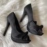 Brand New Black Satin Knot Peeptoe Heels Image 2