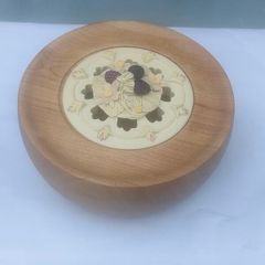 Beech hand turned treen Pot Pourri pot