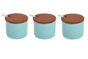 Brand New HASAYAKI Condiment Jars, Set of 3 Porcelain Seasoning Jars,