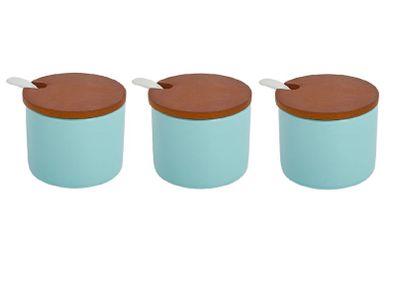 Brand New HASAYAKI Condiment Jars, Set of 3 Porcelain Seasoning Jars,