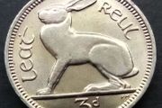 [#557..] - Ireland 1968 | Irish 3d | Three Pence | Hare | KM.12a | UNC