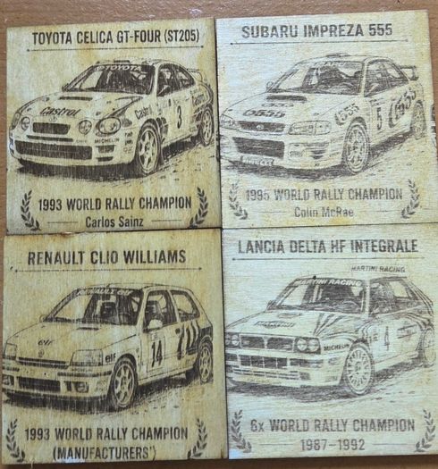 Vintage World Rally Championship Wooden Coasters