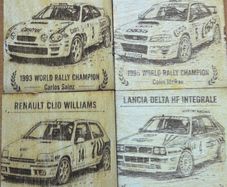 Vintage World Rally Championship Wooden Coasters