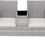 Polyrattan Garden Bench with Table, 2-Seater, for Garden, Balcony and Patio, Plastic Feet, Garden Bench with Seat Cushion, Grey Image 2