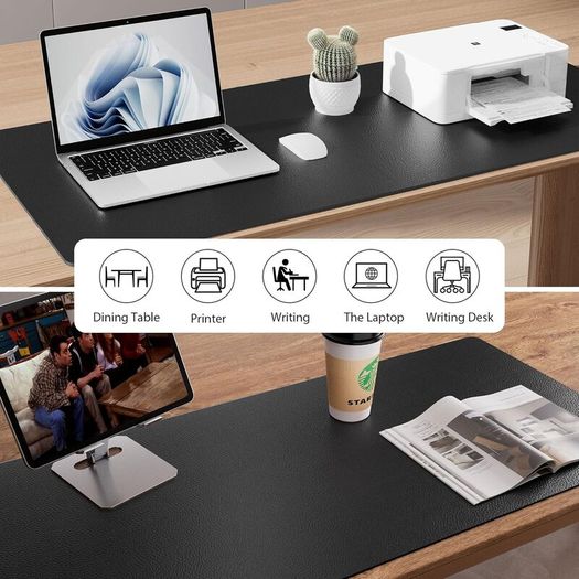 Leather Desk Pad Protector,Mouse Mat,Office Desk Mat,Non-Slip PU Leather Desk Blotter,Laptop Desk Pad,Waterproof Desk Writing Pad for Office and Home